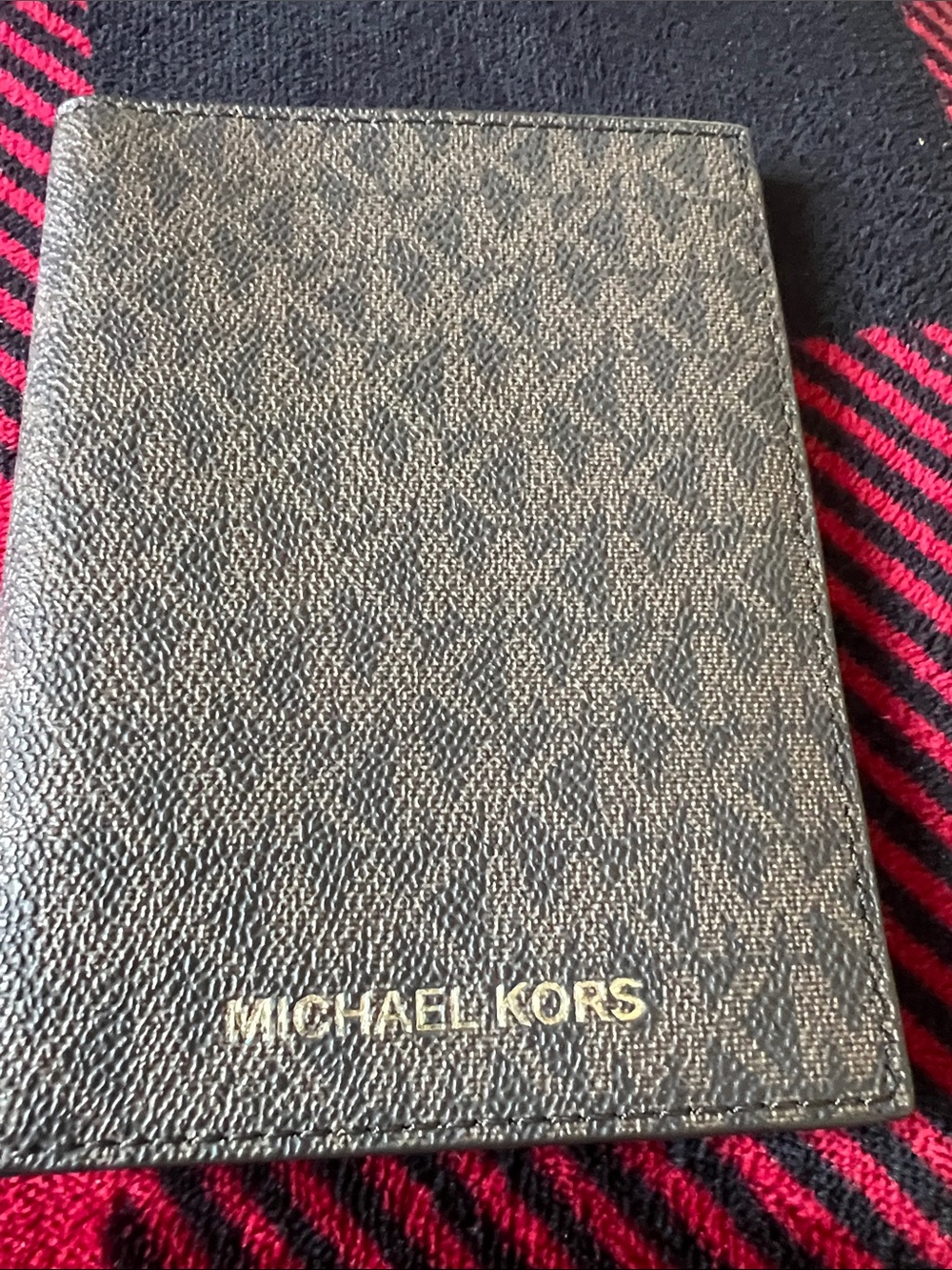 Michael Kors Black with Gold Logo Leather Passport/Card Holder